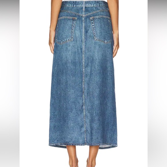 NWT RAG & BONE LIQUID MIRAMAR CLARA MIDI SKIRT IN CAMERON - Picture 4 of 10